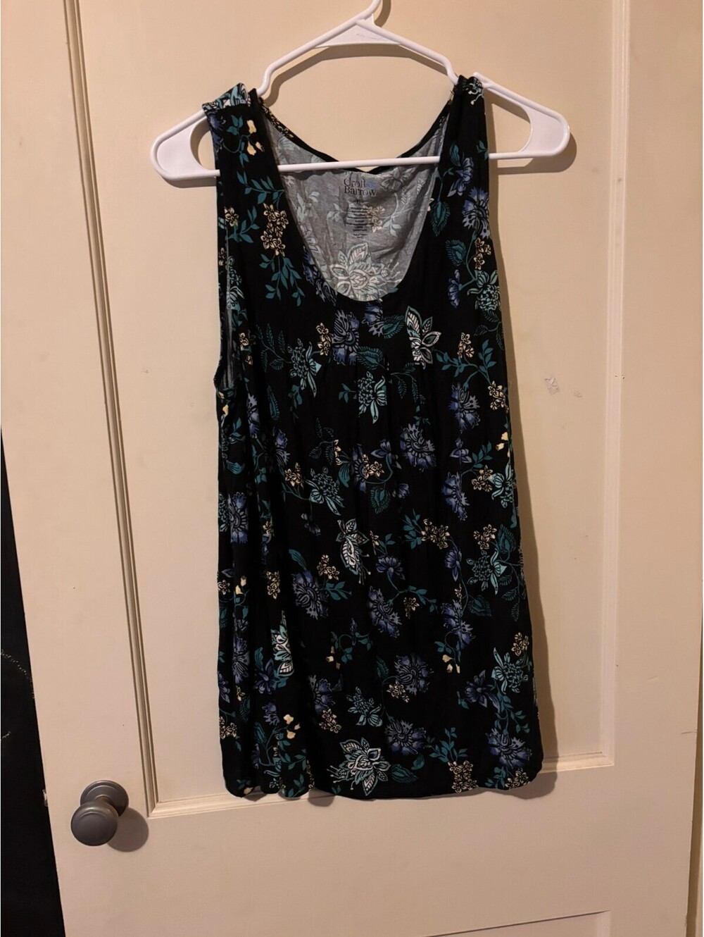 Croft and Barrow Black Floral Sleeveless Tank Top XL